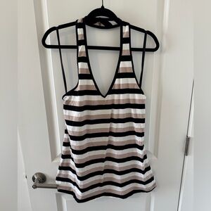 Torrid Black and White Striped Halter Tank Top